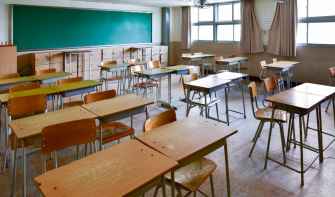 Empty classroom in school photo